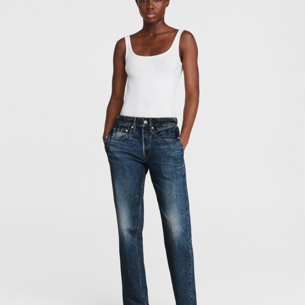 XXS Rag & Bone Miramar Straight Leg Sweatpant Jean Denim Mel Dark Wash Rare EUC